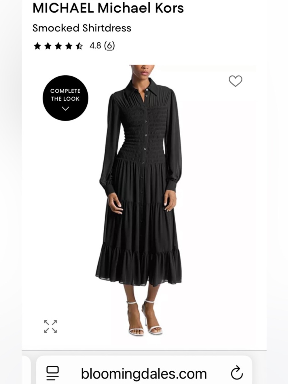 Michael Kors Smocked Tiered Chiffon Shirt Dress (2026)